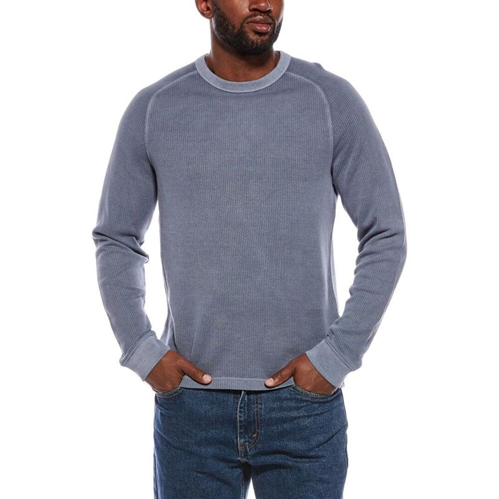Madewell Mens  Thermal Long Sleeve T-Shirt, Blue